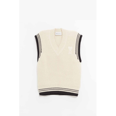 AMI BLANC CREME V NECK SWEATER